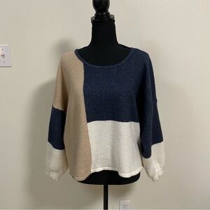By the river Colorblock tie back Dolman sweater Size M/L